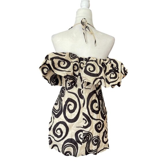 NWT Anthropologie The Wolf Gang Mirador Tan Linen Mini Dress Swirl SZ 6 - Picture 6 of 16